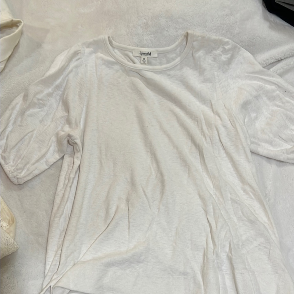 Splendid White Short Sleeve Tee